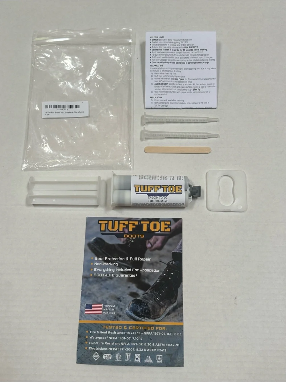 NWT Tuff Toe Brown Boot Protector Guard Repair Kit